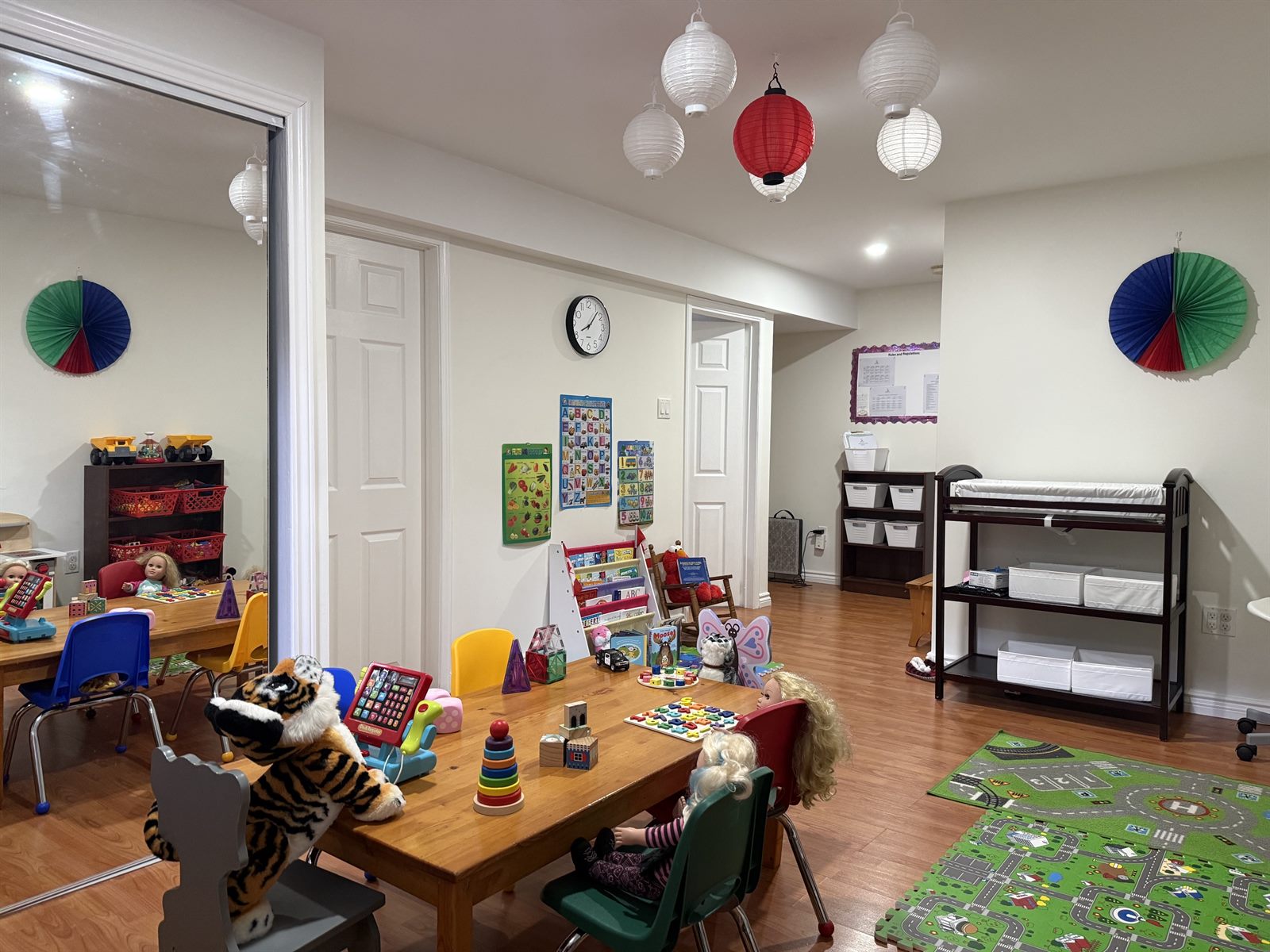 Bright, welcoming Montessori playroom at BrightSteps home-based childcare in Mississauga
